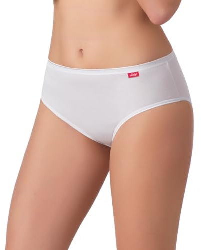 Intimitaly Liabel - (Pacco da 6) Mutande da Donna in Cotone Vita Alta - Slip Donna Cotone Colori Nero o Bianche - Intimo Traspirante e Confortevole T25 (IT, Testo, XL, Regular, Regular, Bianco)