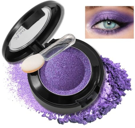 Erinde Fards à Paupières Violet, Pailleté Highly Pigmentées, Longue Durée Fard à Paupières Waterproof, Palettes de Maquillage Métalliques, Avec un Pinceau à Paupières