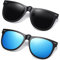 2 Stück Sonnenbrillen Clip für Brille, Polarisierte Sonnenclips Blendschutz UV400 Flip-up Sonnenbrille Linse passen über Korrekturbrillen für Damen Herren
