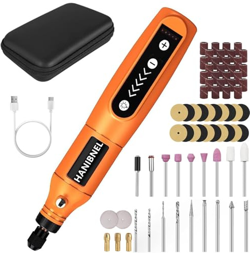 HANIBNEL Mini kit di utensili rotanti senza fili, strumento per incisione a 5 velocità con 71 accessori, batteria agli ioni di litio da 3,7 V, strumento rotante multiuso per incisione, lucidatura