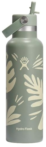 Hydro Flask S21CFS377P Insulated Water Bottle with Standard Flex Straw Lid, 21oz, Botanical Bliss Agave