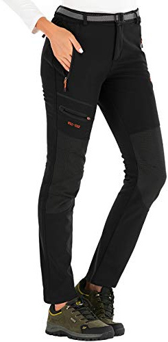 DAFENP Pantaloni Trekking Donna Invernali Impermeabile Pantaloni Sci Termici Softshell Pantaloni Neve Montagna Escursionismo Caldo All'aperto KZ1635W-Black-2XL
