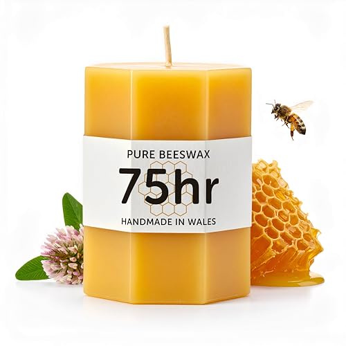 75hr Pure Beeswax Candles - Handmade in Wales - Natural Pillar Candle | Natural Beeswax Candles for Home Decor, Perfect for Relaxation and Ambiance, Pure Beeswax Advent Candle