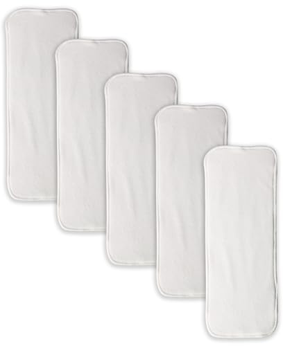 5 Eco Bambú Algodón Insertos Forros para Pañales de Bebé Ultra Absorbentes Reutilizables 4 Capas