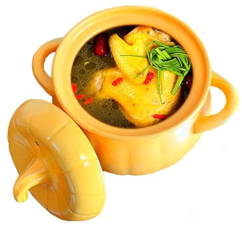 Pumpkin Casserole Dish Ceramic Stew Pot with Lid, Non-Stick Soup Pot for Cooking, Braising, and Stewing, Suitable for Gas, Electric, Oven
