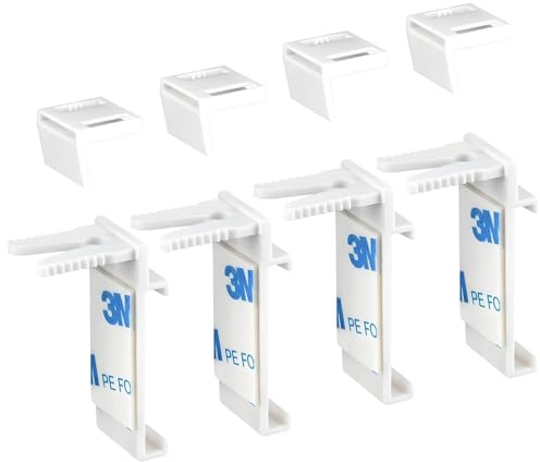 4 Set Klemmhalter für Klemmfix Rollo, Doppelrollo, ohne Bohren zum Klemmen und Kleben, Duo-Rollo, für PVC, Holz-Fenster, Türflügel, Weiß