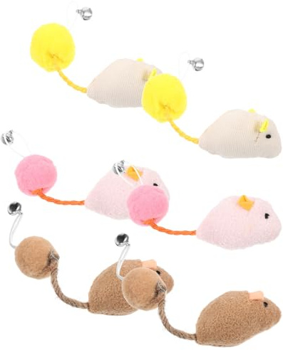 Milisten 6 Pezzi Giocattoli per Gatti Topi in Peluche con Campanellino Gioco Interattivo per Stimolare Attività e Caccia Rosa Marroni Piccoli Giocattoli Trattamento per Gatti Attivi