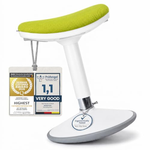 Werkfox® Ergonomisk Ståpall med Svängeffekt – Höjdjusterbar, 3 Storlekar | Halkfri gungpall för stående skrivbord – aktiv sittning som avlastar ryggen – stol för hemmakontor