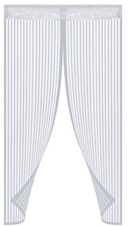 Magnetic Fly Screen Door,140 x 240cm, Mosquito Net Mesh Curtain with Full Frame Hook and Loop Fasteners, White(Big Size)