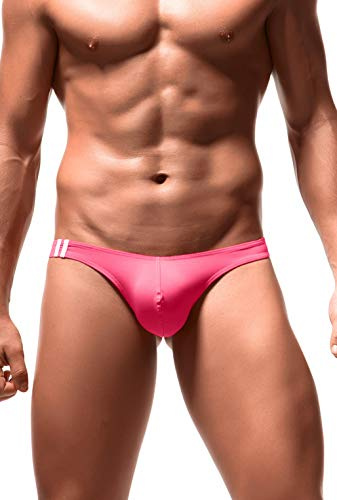 Newsywell Hommes String en Soie de Glacée Tanga Bikinis Bulge Pouch Micro Low Rise Briefs Élastique Slip Underwear sous-Vêtements Rouge X-Large
