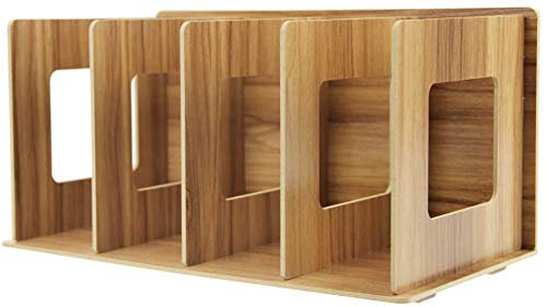 JIAHG 4 Fächer Datei Buch Lagerung Regal Stehsammler Zeitschriftensammler Stehordner Archivsammler Katalogsammler Schreibtisch Organizer (Holz A)