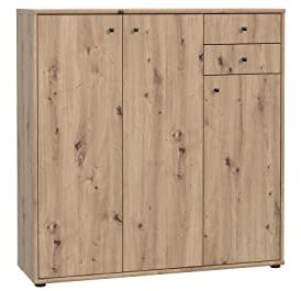FORTE TEMPRA 2 Kommode mit 3 Türen und 2 Schubladen, Holzwerkstoff, Artisan Eiche Dekor, (B x H x T) 108,8 x 111,1 x 34,8 cm