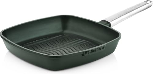 Westinghouse PERFORMANCE SERIES Grillpfanne, Große Bratpfanne 28 cm mit Edelstahl-Griff für Induktion, Grill & alle Herdarten, Beschichtete Pfanne, Ofenfest & Spülmaschinenfest, Aluminium, Grün