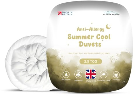SleepyNights Summer Cool Duvet 2.5 Tog SuperKing Quilt – Ultra Lightweight Low Tog Duvet for Hot Sleepers, Breathable Hollowfibre Summer Quilt, Hypoallergenic & Made in UK (260x220cm)