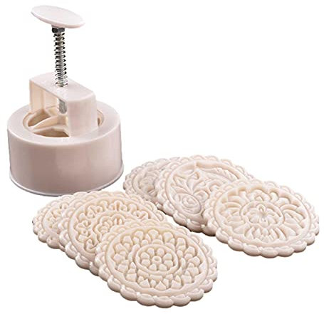 Stampo per torta a forma di luna, timbro per biscotti di farina di riso con motivi a modalità fiore - Mid Autumn Festival DIY Stampi per biscotti Stampi per biscotti Strumento per pastry Torta per