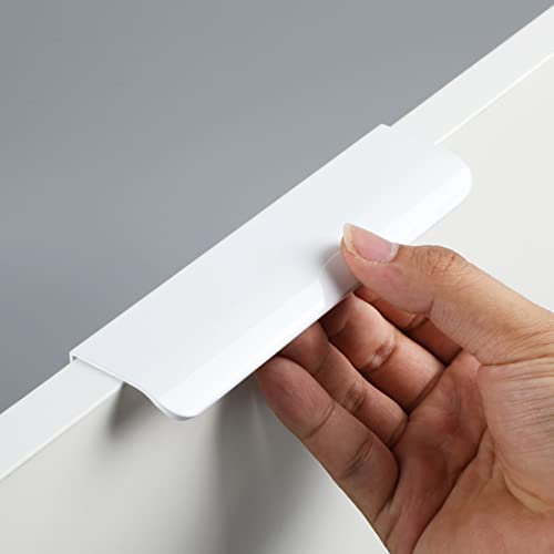 HY HUIJUN Verdeckte griffe für Küchenschränke,2 Stück Schrankgriffe Aluminium Helles Weiß,Unsichtbar Küchengriffe Türgriff Schubladengriff Griffe für Kleiderschrank Schlafzimmer