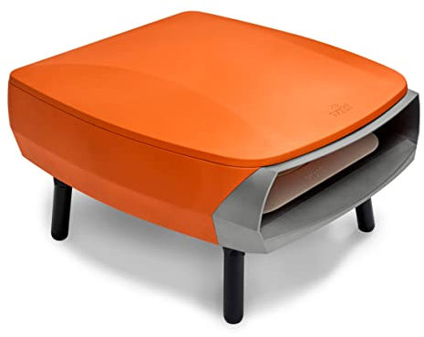 Witt Etna Rotante Pizzaofen für italienische Pizza oder Flammkuchen, Pizzastein rotierend, Aluminium-Gehäuse, skandinavisches Design, Pizzastein Ø 40,5 cm, Orange