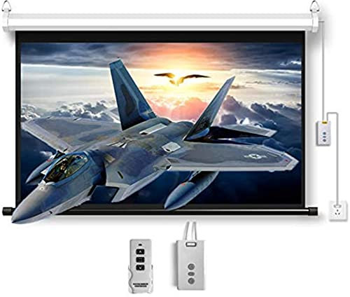 HSRG 60 Electric Motorised Projector Screen, Projector Screen Motorized with Remote Control, Movie Screens for Wall or Ceiling, Perfect for Home Cinema, School (4:3 White Visible Area: 116×87cm)