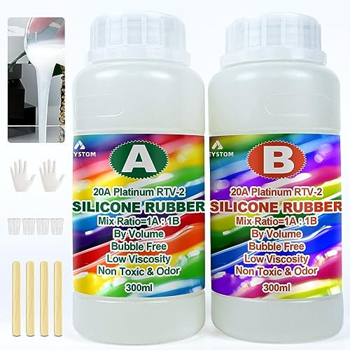 Silikonformenbau-Kit, 20A Flüssigsilikon 600ml, schnell aushärtendes Formenbau-Silikon, transluzentes Formenbau-Silikon - Mischungsverhältnis =1A:1B, zum Gießen von Harz, Seife, Kerzen, Lehm