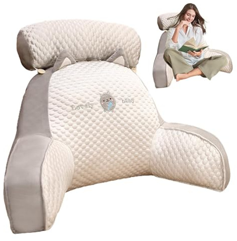 Honhoha Bed Reading Pillow for Bed Back Support, Cuddle Cushion, Back Rest for Bed with Detachable, Ultra-Comfy Bed Chair Arm Pillows for Watching TV, Reading, Working Laptop