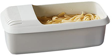 macto Cuoci Pasta per Microonde, 11,42 * 5,51 * 4,33 Pollici Cuoci Pasta A Vapore, Cuoci Pasta al Microonde, Lavabile in Lavastoviglie, Cuoci Spaghetti Veloce Senza BPA per Cottura Sana con Colino
