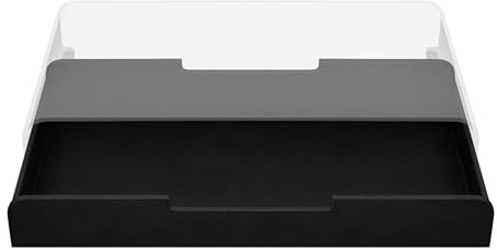 Aptiq Cajón de almacenamiento negro para soporte de monitor, organizador, piel sintética resistente, aspecto de piel sintética