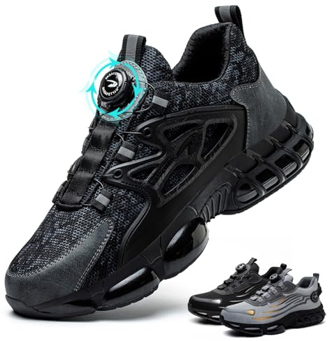 Scarpe Antinfortunistiche Uomo Donna Scarpe da Lavoro Traspiranti Leggere Comode con Punta in Acciaio Black 44 EU