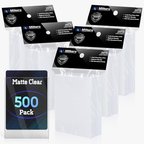 Mlikero 500 Stück Kartenhüllen für Sammelkarten, Transparente Matte Card Sleeves Deck Sammelkarten Hüllen, Clear Kartenhüllen Fit für MTG, Fußball, Sport Karten, 66 x 91 mm