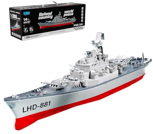 YUTT Bateaux RC pour adultes, LHD-881 1/390 2.4G RC électrique haute fréquence modèle de cuirassé à double moteur