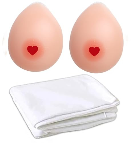WISFANCY Kit prothèse Mammaire en Silicone pour Dakimakura Oreiller Corps Housses Anime, Forme Goutte d'eau avec Housse Oreiller Corps étreignant 160x50 cm, (DD Cup, 1200g/paire)