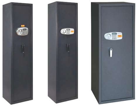 UTILIA Armadio Portafucili Elettronico Fuciliera a Combinazione Acciaio, Tesoretto, Cassaforte per Armi Blindata, Codice Sicurezza a 6 Cifre, 2 Chiavi, Fori Ancoraggio, Moquette sul Fondo (10 Posti)