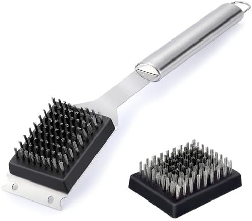 Homiflex Cepillo Barbacoa de Acero Inoxidable, Cepillo Limpieza Barbacoa con Mango Extralargo y Raspador, BBQ Accesorios para Parrilla de Gas y Parrilla de Carbón