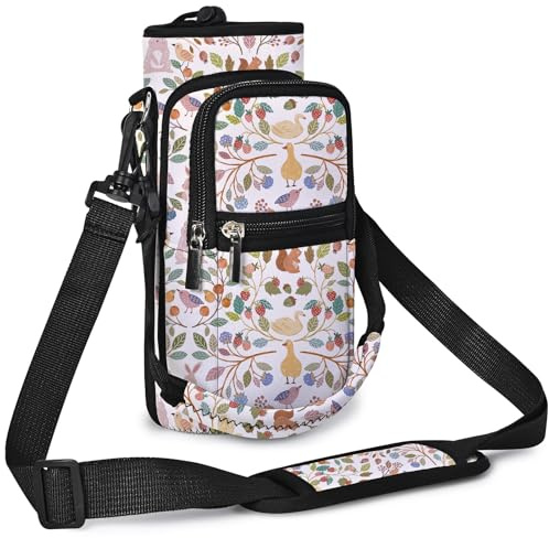 icolor Water Bottle Carrier Bag with Strap 25/32/40 oz Crossbody Bottle Holder with Phone Pocket Sling Sleeve Insulated Neoprene Water Bottle Pouch for Walking Travelling (Animals, 32oz)