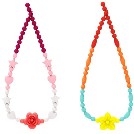 Muorruo 2 Pezzi Collana mordicchiante per Neonati, Design di Sicurezza Monopezzo per Bambini Piccoli, Collana per Bambini e Adulti sensoriali con autismo, ADHD, irrequietezza, morsi, ansia