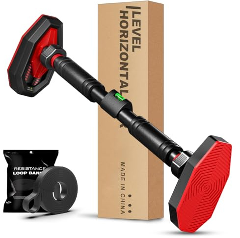 Barra per trazioni da porta – Regolabile 76–100cm a montaggio senza viti – Con livella integrata, sistema di bloccaggio a ingranaggi e molle stabilizzatrici – Attrezzo per allenamento domestico