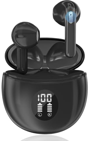 Bluetooth Kopfhörer, Kopfhörer Kabellos Bluetooth 6.0 In Ear Kopfhörer mit 4 Mikrofon, Kabellose Kopfhörer Wireless Earbuds 40 std Spielzeit, LED-Anzeige, HiFi Stereo Ohrhörer für Arbeit Spiel Sport