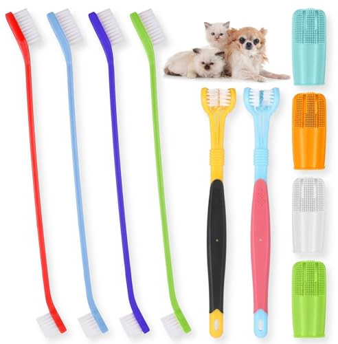 HJZHII 10 Pack Dog Tooth Brushing Kit, 360 Degree Pet Dog Toothbrush