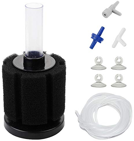 AQUANEAT Aquarium Air Powered Sponge Filter, Fish Tank Bio Bubble Filter with Airline Tubing, Valves, Suction Cup (Up to 20Gal)
