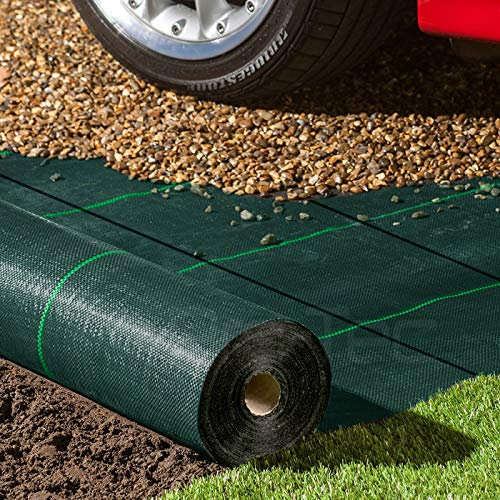 Pro-Tec 130gsm Commercial Grade SUPER Heavy Duty Weed Control Membrane Garden Weed Barrier Fabric Ground Cover Landscaping Gravel Driveways Paths Decking Turf Underlay Green Woven Sheet 4m x 10m