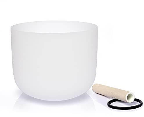 TERRITORY G Note Throat Chakra Quartz Frosted Crystal Singing Bowl 8 inch