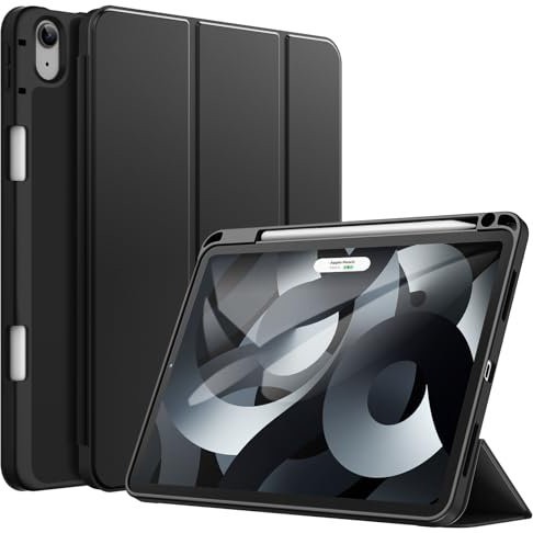 JETech Hülle für iPad Air 11 Zoll M3/M2 (2025/2024), iPad Air 5/4 (10,9-Zoll, Modell 2022/2020, 5./4. Generation) mit Stifthalter, Dünne Tablet Schutzhülle mit Weicher TPU Rückseite (Schwarz)