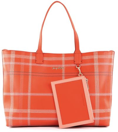 TOMMY HILFIGER Shopper Metall-Logo Karo orange