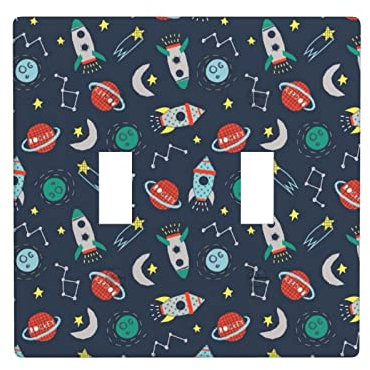 Rocket Clipart Space Ship 2-Gang Duplex Toggle Wall Plate Decorative Light Switch Cover Switches Faceplate 4.50 X 4.50in