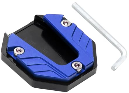 JNNJ Motorrad Ständerverlängerung, Motorrad Seitenständer Kickständer Seitenständervergrößerungsplatte CNC Aluminium Pad, Verschleißfest Motorradzubehör(Blau)