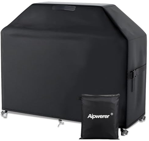 Aipwerer Grillabdeckung Wetterfest, 600D Oxford Grill Abdeckhaube für Weber, Brinkmann, Enders, Char Broil, Grill Abdeckung Reißfest, Wasserdicht, Winterfest, UV-Schutz (147x61x122cm)
