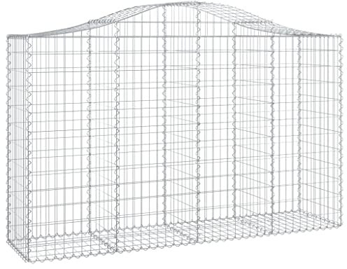 Parterre surélevé en Gabion arqué, jardinière en Cage à Pierre, Lit Surélevé à Gabion, Parterre de Fleurs Jardin Terrasse Extérieur Jardinière Panier à Pierres, 200x50x120/140 cm Fer galvanisé
