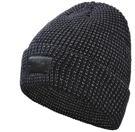 Bonnet réfléchissant Flex Beanie pour Femmes et Hommes, Chapeau tricoté réfléchissant Chaud d'hiver, Chapeau épais en Peluche résistant au Froid (FR/ES, Alpha/Lettres, L, Black)