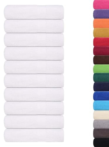 vidaXL Serviettes de Bain 10 pcs Blanc 100x150 cm 360 g/m² 100% Coton, Serviette, Ensemble de Serviettes de Bain, Serviette d'hôtel