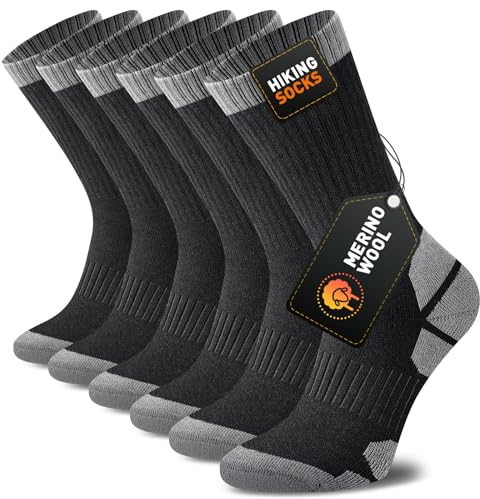 Niorasen Chaussettes en Laine Mérinos pour Homme et Femme - Chaussettes Chaudes et Confortables pour l'Hiver, Randonnée, Running, Cyclisme et Travail, Idéales pour un Cadeau de Noël, 3 Paires