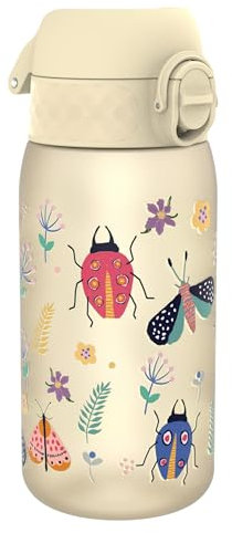 Ion8 Gourde Enfant, 350ml, Anti-Fuite, Facile à Ouvrir, Verrouillage Sécurisé, Lavable en Lave-Vaisselle, Sans BPA, Poignée de Transport, Facile à Nettoyer, Carbone Neutre, La Vie Des Insectes